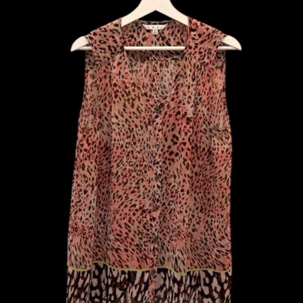 CAbi Style #108 Beguile Animal Print Tunic Blouse Sz L